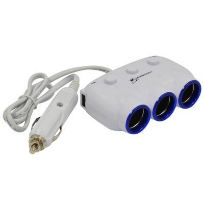 Image showing  12V 3-Way Adapter with 2 USB Ports MS312USBBLW Cigarette Lighter Adapter 3-Way Socket Splitter