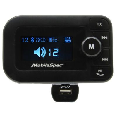 Image showing  12V Charger with 2.1A USB Port Fm Transmitter Hands-Free Mic and Large LED Display Bluetooth Transmitter