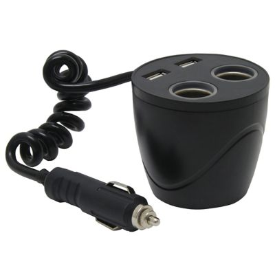 Image showing  12V Cup Holder 2 Socket 2 Port 4-in-1 Car Adapter