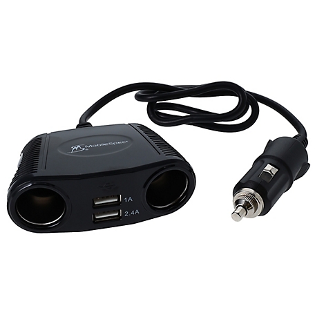 MobileSpec 4-Way 12-Volt Adapter - Truck Adapter with 2 12V Ports and 2 USB Ports