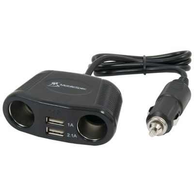 Image showing  4-Way 12-Volt Adapter - Truck Adapter with 2 12V Ports and 2 USB Ports