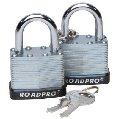 RoadPro Padlock/2Pk 1.5 .In Steel Lam Key Alike