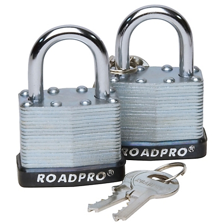 RoadPro Padlock/2Pk 1.5 .In Steel Lam Key Alike