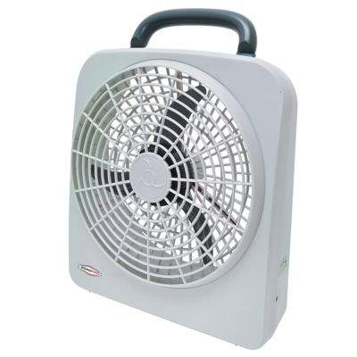 RoadPro 10 in. Indoor/Outdoor Fan 12V or Battery Dual Power Portable Travel Fan, 1,000 CFM