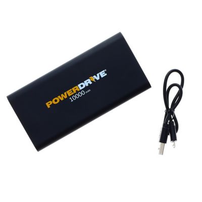 PowerDrive 10000 Mah Power Bank - Portable Battery Charger Changing Bank 2 Usb Ports Fast-Charging - Black