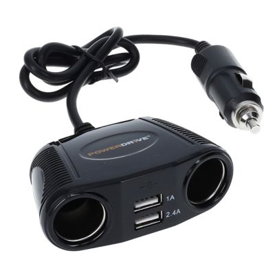 PowerDrive 12V 2-Way Corded Adapter with 2 Usb Port