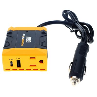 Image showing  65 Watt Power Inverter Slim 12V Dc to 110V Ac with Outlet and 2 Ports