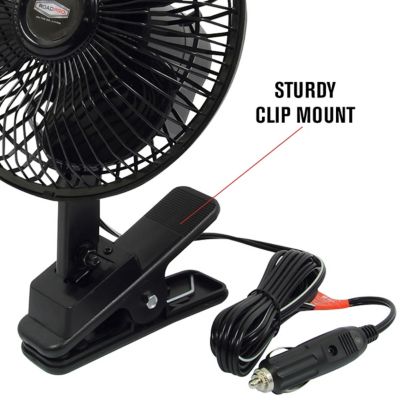 Image showing  12 Volt Truck Fan Clip-On Or Dash Mount Oscillating Portable Electric Cooling Car Fan Black