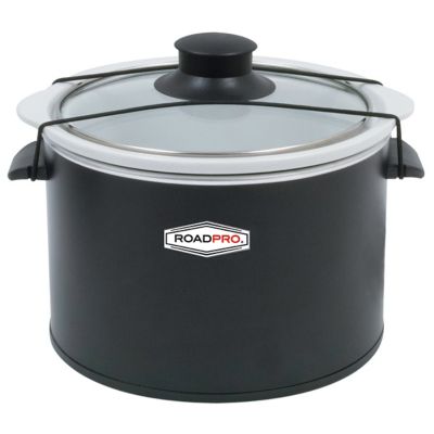 RoadPro 12-Volt 1.5 qt. Travel Slow Cooker for Camper Truck and Off-Grid 12V Cooking Meal Crock Black