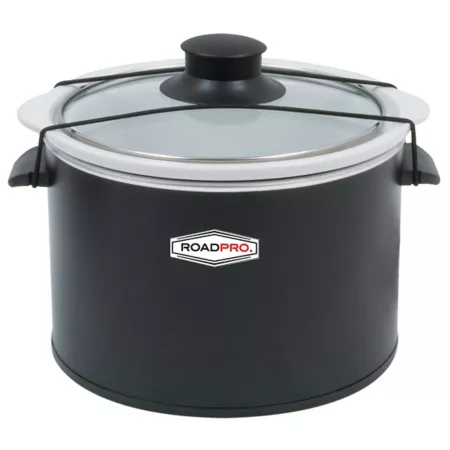 RoadPro 12 Volt 1.5 Quart Travel Slow Cooker for RV and Off Grid 12V Black Meal Pot RV Appliances