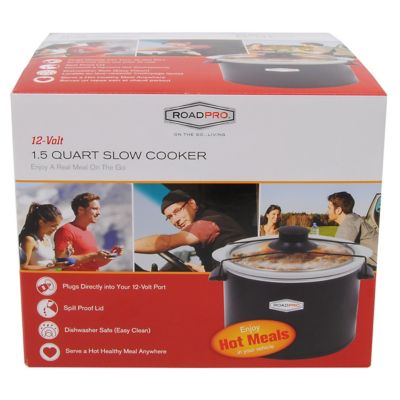 Image showing 6 th RoadPro 12-Volt 1.5 qt. Travel Slow Cooker for Camper Truck and Off-Grid 12V Cooking Meal Crock Black