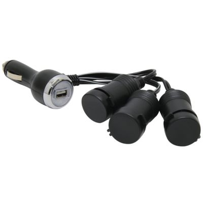 Image showing  4-Way 12 Volt Adapter Usb Access Adapter with 3 12V Socket 1 Usb Port