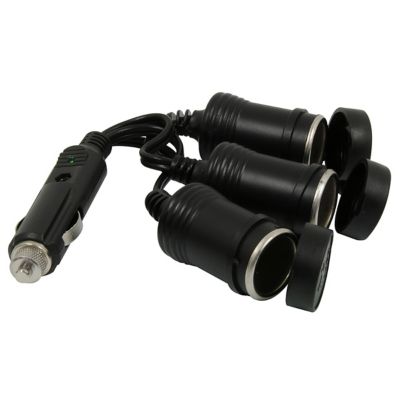 Image showing  Cigarette Lighter Adapter - 3-Way 12V Power Supply Socket Splitter with LED Indicator 10 Amps - Black