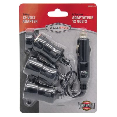 Image showing  Cigarette Lighter Adapter - 3-Way 12V Power Supply Socket Splitter with LED Indicator 10 Amps - Black