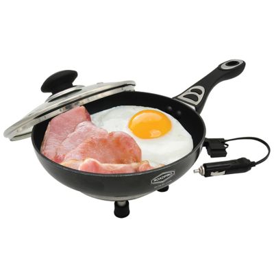 Image showing  Portable Frying Pan Non-Stick Mobile 12 Volt Skillet Electric Nonstick Travel Pan