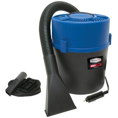 RoadPro 12 Volt Wet Dry Vacuum Cleaner Canister Vac 12V Portable Car and Truck Vac 1 gal.