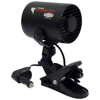 RoadPro 14.6 in. Indoor/Outdoor Small 12V Tornado Truck Fan with Mounting Clip, 1,000 CFM