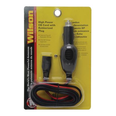 Image showing  High Power CB Cord with Rubberized Plug, Fused 15A Cigarette Lighter Plug, Long 6 ft. Cord