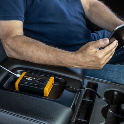 Image showing 5 th PowerDrive 120 Watt Power Inverter Slim 12V Dc to 110V Ac with Outlet and 2 Usb Ports