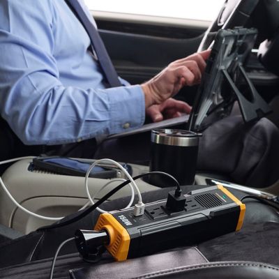 Image showing 5 th PowerDrive 150W Car Power Inverter with 3 Charger Outlets and Dual USB Ports, 12VDC to 110VAC