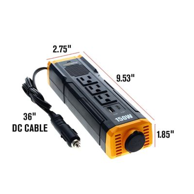 Image showing 6 th PowerDrive 150W Car Power Inverter with 3 Charger Outlets and Dual USB Ports, 12VDC to 110VAC