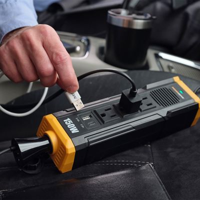 Image showing 7 th PowerDrive 150W Car Power Inverter with 3 Charger Outlets and Dual USB Ports, 12VDC to 110VAC