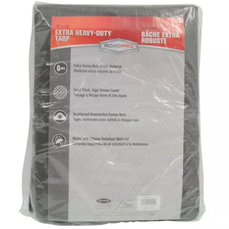 RoadPro Extra Heavy Duty Tarp 6 Mil Drop Cloth 10' x 12' Load Control Gray Tarps