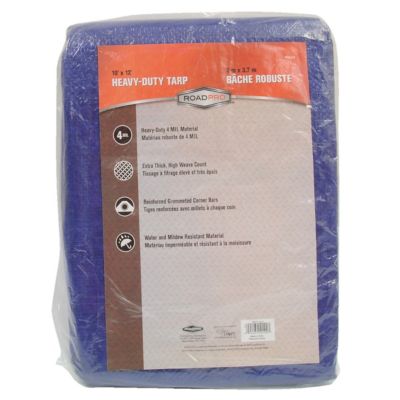 Image showing  Heavy-Duty Canvas Tarp Multi-Use Cargo Cover 4-Mil 10 ft. x 12 ft. Rain Tarp Blue
