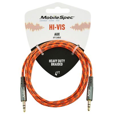 Image showing  Hi-Vis Orange 4 ft. Auxiliary Cable