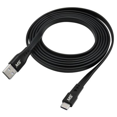Image showing  8 ft. USB C to USB Charge Sync Flat Cable Phone Charger - Black