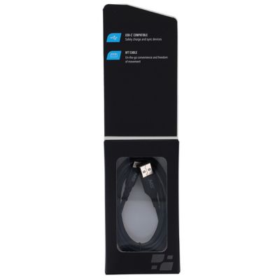 Image showing  8 ft. USB C to USB Charge Sync Flat Cable Phone Charger - Black