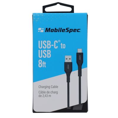Image showing  8 ft. USB C to USB Charge Sync Flat Cable Phone Charger - Black