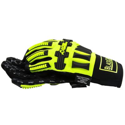 BlackCanyon Outfitters Rugged Gloves Non-Dehp Hi-Vis Trucker Gloves W Impact Hand Protection Large