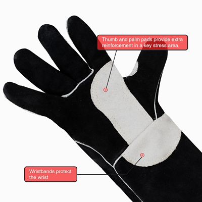 Image showing  Heat and Fire Resistant Leather Forge Mig Welding Gloves, Up to 572 deg. F