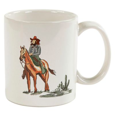 Image showing  Ranch Life Cream Green Coffee Mug Set of 4, Cowgirl Western Rustic Design
