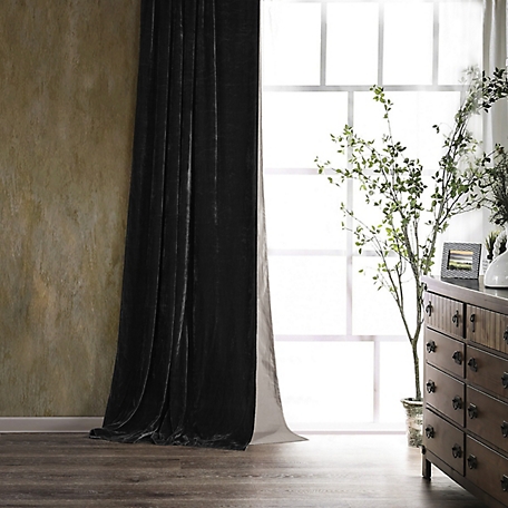 HiEnd Accents Stella Faux Silk Velvet Curtain, 48 in. x 108 in., 1 Piece