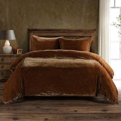 Image showing  Stella Faux Silk Velvet Duvet Cover Set, 3 pc.