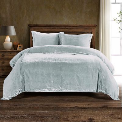 Hiend Accents Stella Faux Silk Velvet Duvet Cover Set, 3 Piece