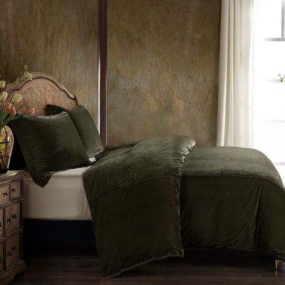 Image showing 1 th HiEnd Accents Stella Faux Silk Velvet Duvet Cover Set, 3 pc.