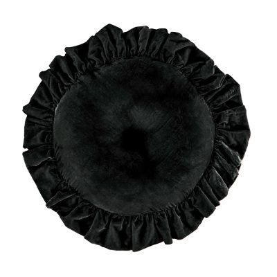 HiEnd Accents Stella Faux Silk Velvet Ruffled Round Pillow, 18 in., 1 Piece