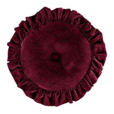 HiEnd Accents Stella Faux Silk Velvet Ruffled Round Pillow, 18 in., 1 Piece