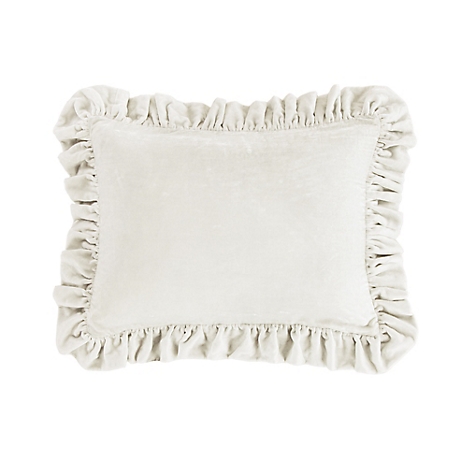 HiEnd Accents Stella Faux Silk Velvet Ruffled Oblong Pillow, 16 in. x 21 in., 1 Piece