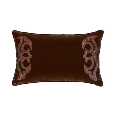 HiEnd Accents Stella Boot Stitch Faux Silk Velvet Lumbar Pillow, 14 in. x 24 in., 1 Piece