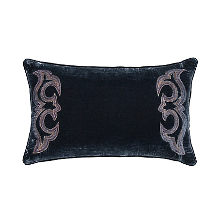 HiEnd Accents Stella Boot Stitch Faux Silk Velvet Lumbar Pillow, 14 in. x 24 in., 1 Piece