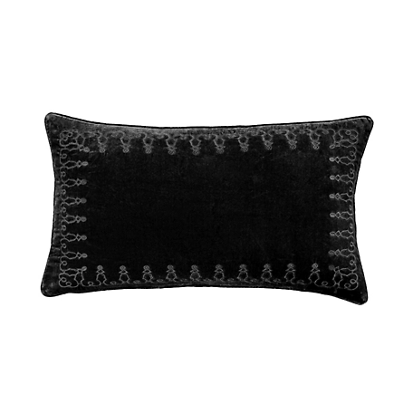 HiEnd Accents Stella Faux Silk Velvet Embroidered Lumbar Pillow, 14 in. x 24 in., 1 Piece