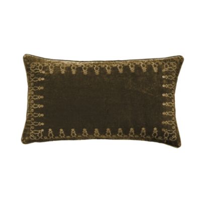 HiEnd Accents Stella Faux Silk Velvet Embroidered Lumbar Pillow, 14 in. x 24 in., 1 Piece