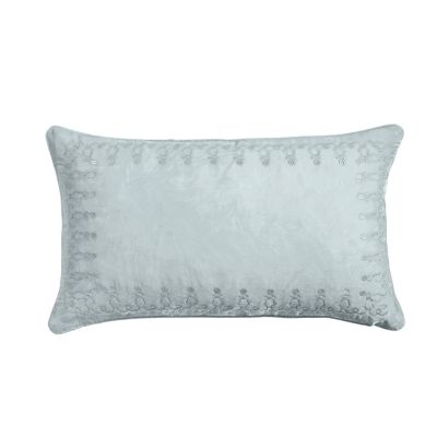 HiEnd Accents Stella Faux Silk Velvet Embroidered Lumbar Pillow, 14 in. x 24 in., 1 Piece
