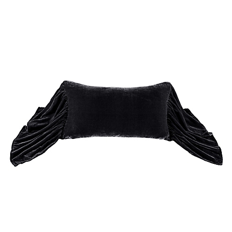HiEnd Accents Stella Faux Silk Velvet Long Ruffled Pillow, 14 in. x 26 in., 1 Piece