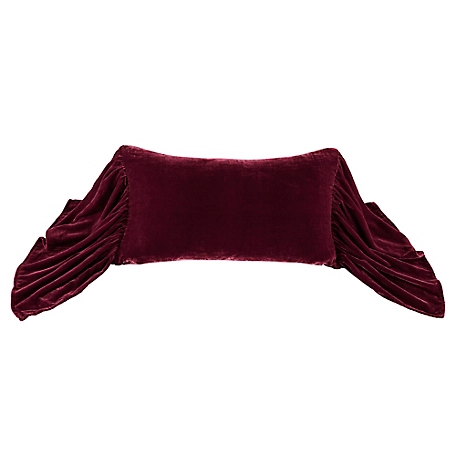 HiEnd Accents Stella Faux Silk Velvet Long Ruffled Pillow, 14 in. x 26 in., 1 Piece