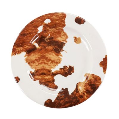 Paseo Road by HiEnd Accents Elsa Cowhide Melamine Salad Plate Set, Butterscotch, 4PC